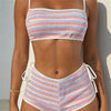 Pink Blue Striped Print Bikini Shorts Sexy Swimsuit Woman 2026 String Lace-up Swimwear Brazilian Bikinis Sets De Mujer Bather