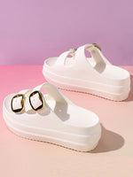 Women's Slippers Solid Color One LineThick Soles Anti Slip and Wear-resistant Fashionable Simple Indoor Outdoor Beach Sandals