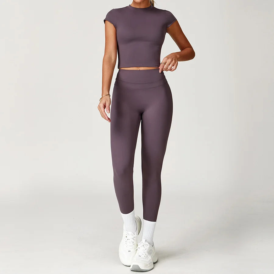 Yoga Set 2PCS Women Tracksuit Nude Feeling Workout Sets Gym Clothes Push Up Fitness Running Sportwear Sport Bra Leggings Suit