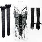 Sexy One Piece Bodysuit Lace Hollow Out Jumpsuit Women Erotic Lingerie Men's Beach Shorts