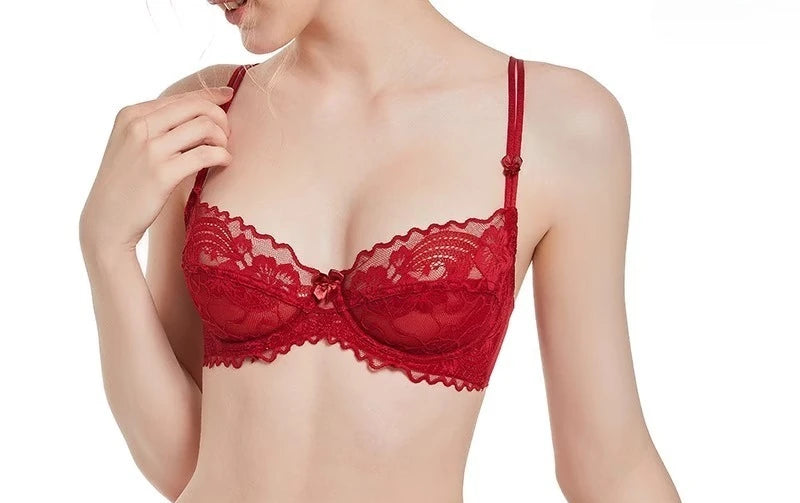 French Sexy Lace Bra for Small Boobs, Wirefree Bralette Ultra Thin, Light Support Traceless Bra Women White Lingerie Set MOYISU