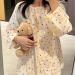 Women's Pajama 2 Piece Set Spring/Autumn Long Sleeve Sleepwear Cartoon Print Women's Pajamas Soft Homewear 100% Cotton 2026