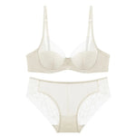 Luxury Women Lingerie Set Sexy Lace Embroidery Underwear French Thin Cup Push Up Bra Summer Mesh Breathable Intimates Bra Sets