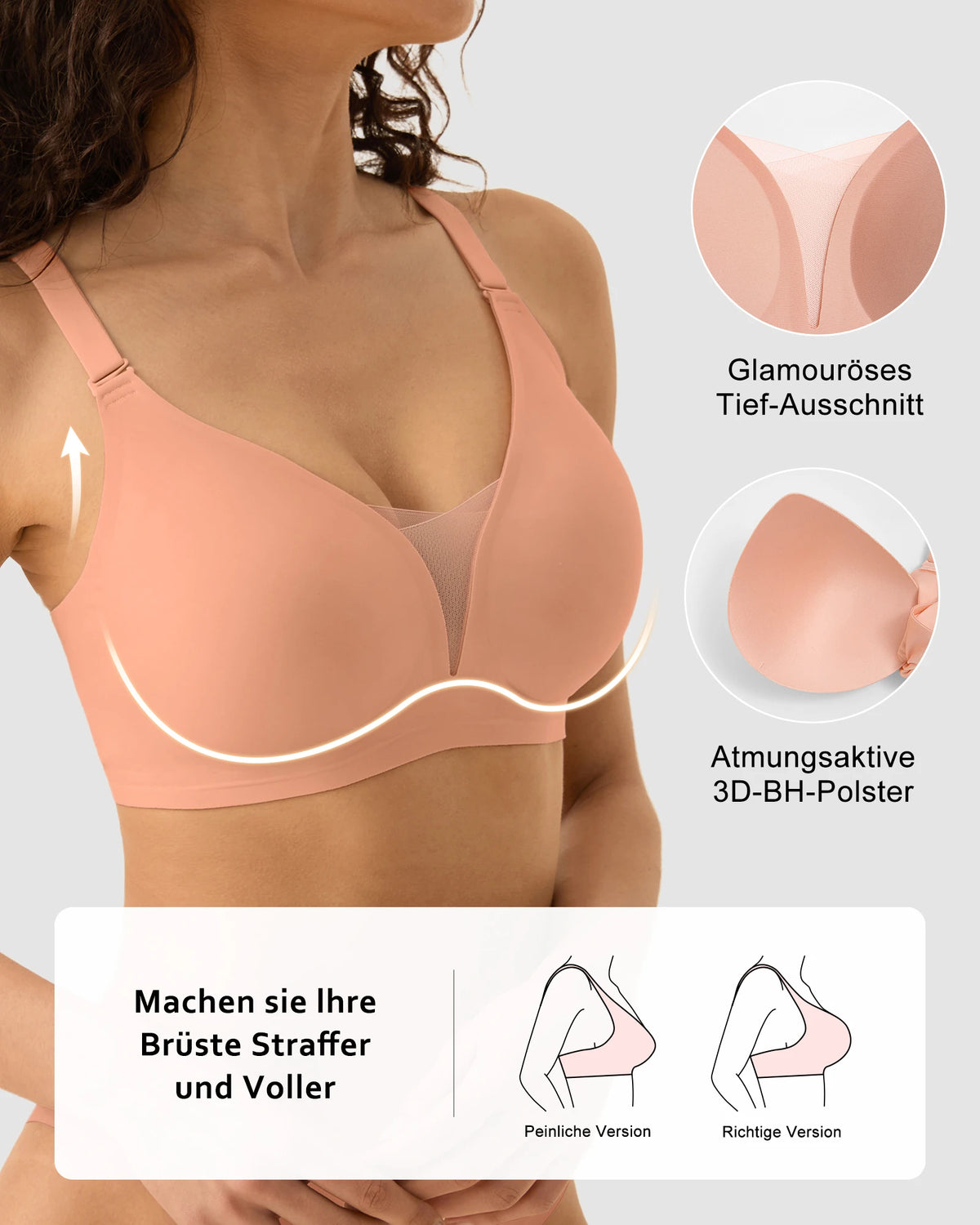 5pcs Hot Sexy Women's Wireless Push Up Bra Seamless T-Shirt Bralettes -Multi-Color, Breathable Padded, Everyday Comfort Lingerie