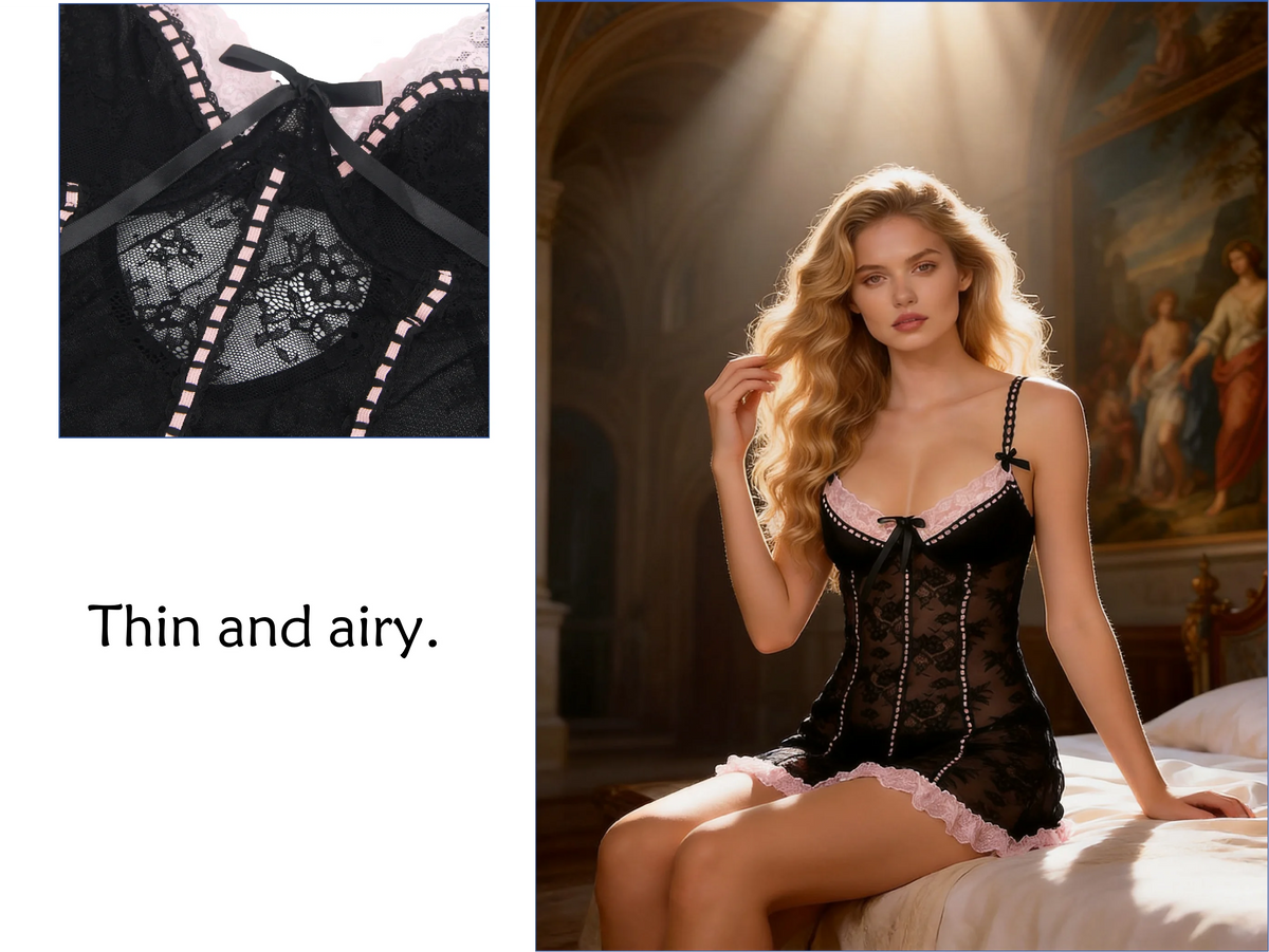 Purple Sexy Lace Ruffled Suspender Babydoll Nightdress for Women Push Up Chemise Sleepwear Lingerie