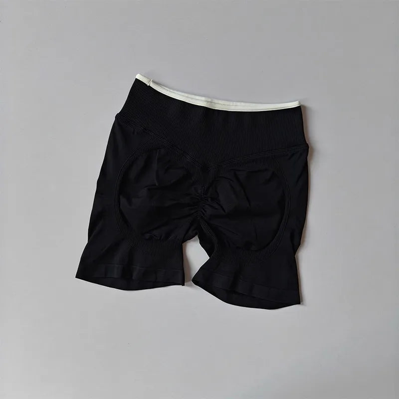 Women's High-Waisted Seamless Yoga Sports Shorts Hip-Lifting Knitted Peach Pants Summer Training Fitness Wear