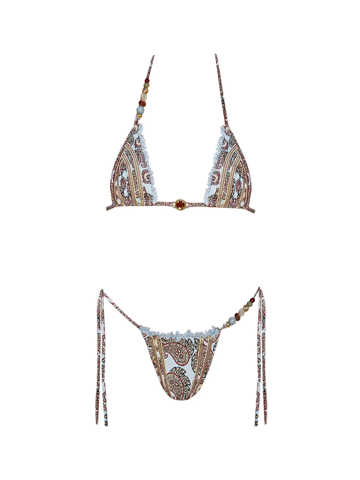 2026 Fashionable Boho Chic Bikini Set with Unique Paisley Design Perfect for Beach Wear and Pool Parties Summer Getaways