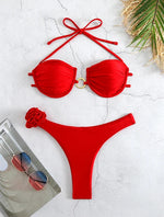 2026 New Glamorous White and Red Bikini with Unique Bow Design Perfect for Summer Beachwear Pool Parties Beach Vacation