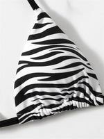Sexy Zebra Striped Bikini Women Halter Push Up Triangle Swimsuit Brazilian Summer Bathing Suit Micro Swimwear 2025 Swimming Suit