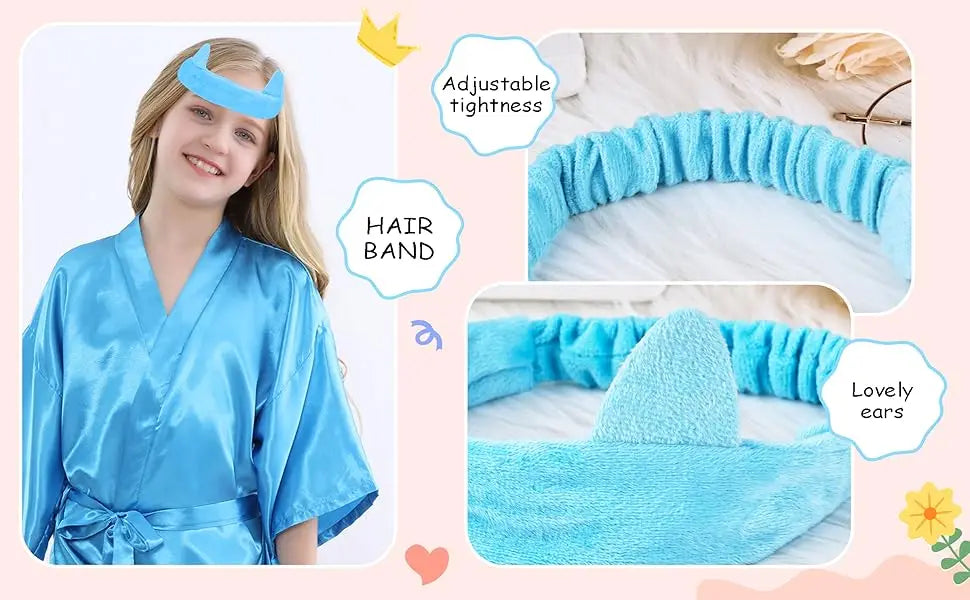 1Set Kids Silk Satin Robe Spa Party Robes for Girl Kimono Bathrobe DIY Spa Birthday Squad Robes Slumber Robe Party Favors