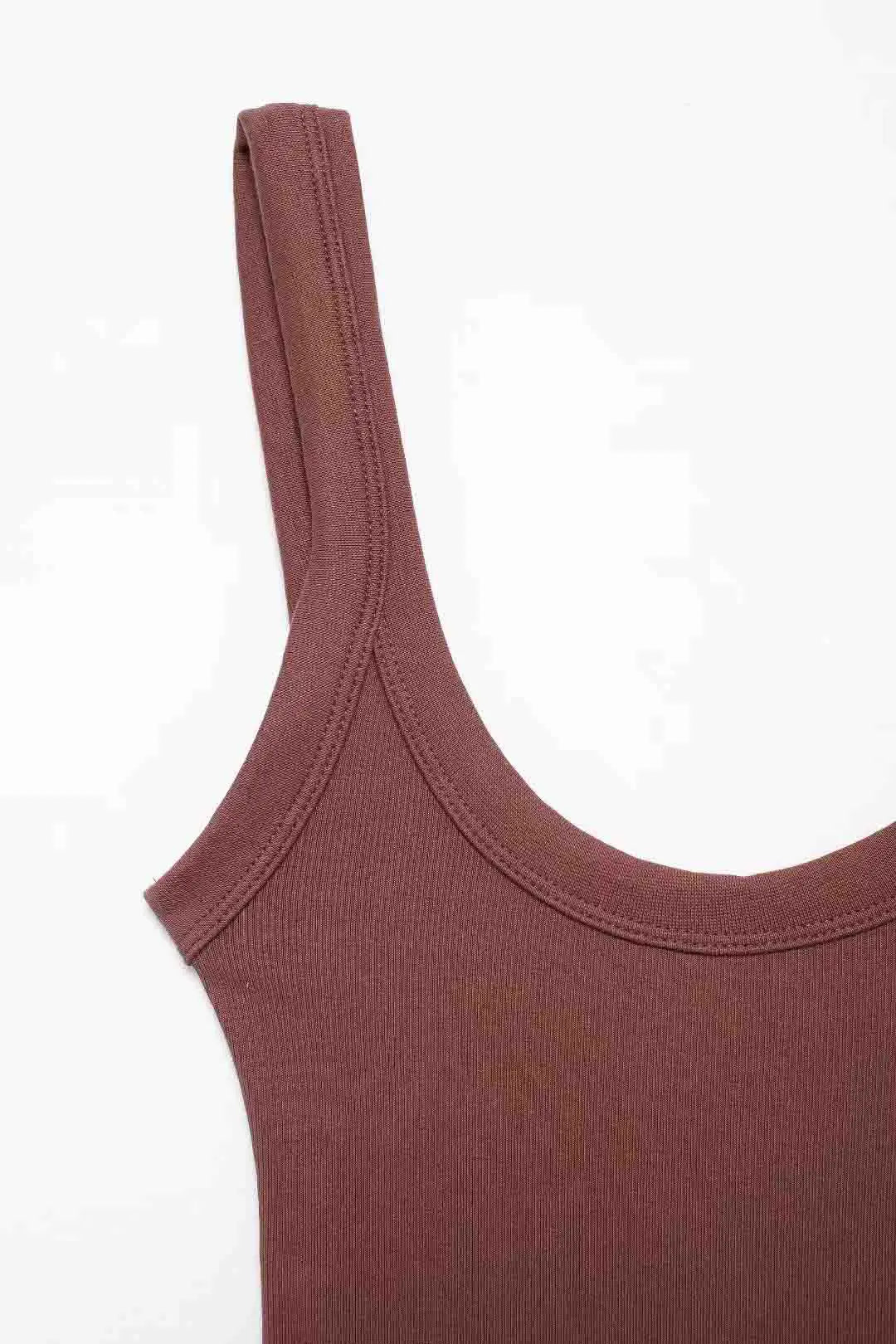 Women's Skinny Ribbed O-Neck Bodysuits with Straps Snap-Button Sexy Fashion Playsuits Comfortable Stretchy Female Clothing