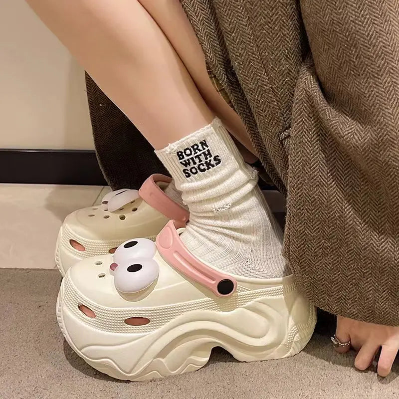 Cute DIY Butterfly Fashion Clogs For Women Summer Platform Shoes Soft EVA 2 Way Wear Sandals For Female Indoor Street Slippers