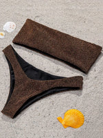 2025 Shiny Sparkling High Waist Bikini Women Bandeau Swimsuit Female Swimwear Two Pieces Bikini set High cut Bathing Suit Swim