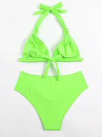 2024 Sexy Bikinis Women Brown Halter Brazilian Swimsuit Female Pleated Bikini Set Black Push Up Swimwear Beach Wear Bathing Suit