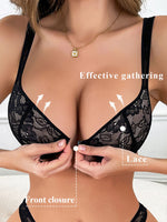 Ladies' sexy lace Front-Closure bra Women's Front Close Lace Underwire Bra Lingerie Elegant Sexy Front Hook plus size Bra