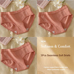 3Pcs Women's Cotton Underwear Panty Cute Sexy Panties Female Seamless Underpants Solid Color Panty Intimates Women Lingerie S-XL