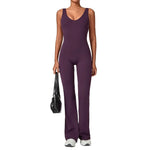 Women's Seamless Yoga Jumpsuits Sports Fitness Sleeveless Hip-lifting Flared One-piece Workout Gym Training Slim Fit Bodysuits