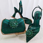 Doershow beautiful Italian Shoes And Bag Sets For Evening Party With Stones Italian Leather Handbags Match Bags!HC1-1