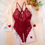 Vintage Lolita black lace one-piece halter top with deep V neckline and sheer net fabric, sexy all-in-one dress
