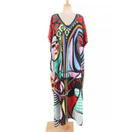 2026 New Colorful Kaftan Tunic Beach Dress Beach Wear Beachwear Beach Cover Up Cover-upsLoose Maxi Dress Female Women V4428
