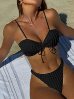 Wrinkled Crinkled Tie Knotted Bikini Women Swimwear Female Swimsuit Two-pieces Bikini Set Brazilian Bathing Suit Swim Beach Wear