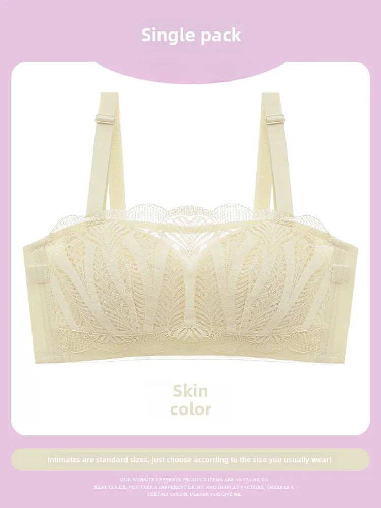 MOYISU Strapless Bra Women with Large Breasts and Small Non-slip Pull-up Breast Anti-sag Summer Slim Bra
