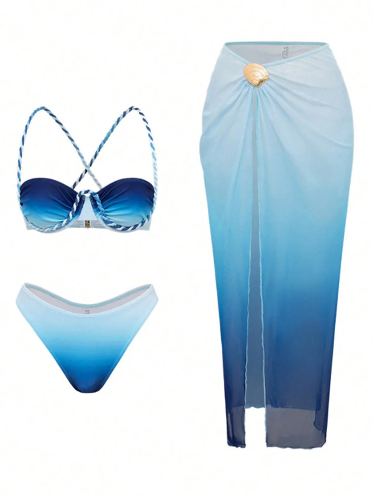 S - XL 3PCS With Skirt Underwired Bikini Female Swimsuit Women Swimwear Three-pieces Bikini set Bather Bathing Suit Swim V8080