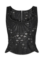 Lace Double Layer Fitted Corset Casaul Style Waist Trainer Mesh Solid Color Hollow Out Backless Suspenders Sleeveless Top CSSX