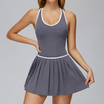 Women's Nude Yoga Clothes Beautiful Back and Slim Fit Two Anti Glare Dresses Outdoor Sports Running and Leisure Fitness Clothes