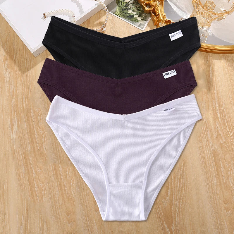 3Pcs/set Cotton Panties Women M-4XL Low Waist Underwear Plus Size Briefs Ladies Comfortable Underpants Female Panties Lingerie