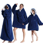 Winter Extra Long Wearable Hoodies Blanket Adult Warm Pullover Sweatshirt Oversized Fleece Hooded Blanket with SleevesRobe
