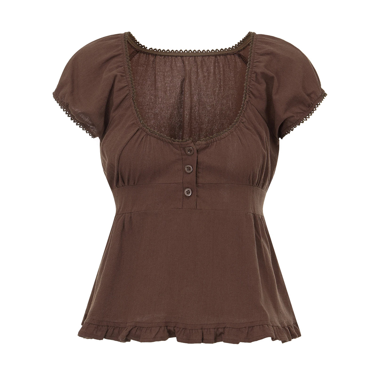 Summer Women Short Sleeve T-shirt Solid Color Low-necked Pleated Hem Casual Tops Y2K Retro Shirts