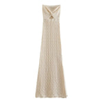 Foridol Bowknot Off Shoulder Knitted Summer Autumn Beach Dress Hollow Out Side Slit Maxi Long Sexy Sundress Bohemian Boho Dress