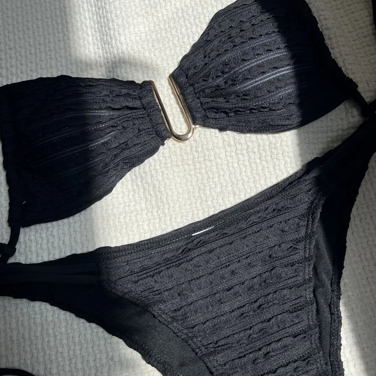 2026 Wrinkled U Ring Bandeau Bikini Women Swimwear Female Swimsuit Two-pieces Bikini Set Bather Pool Bathing Suit Swim Beachwear