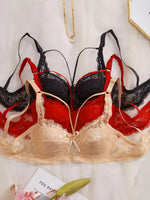 3PCS Lace Women's Underwear Set Sexy Mesh Lace Push-Up Bra Stylish Comfy Underwire Lingerie Bra for Women
