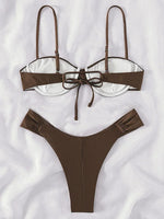 Sexy Wrinkled Underwired Brazilian Bikini Female Swimsuit Women Swimwear Two-pieces Bikini Set Triangle Bathing Suit Swim Lady