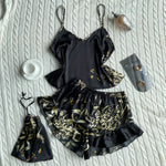 Elegant Floral Print Cami Tops Ruffle Hem Shorts Pajama SetWomen's Sleepwear Loungewear