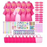 6-12Pcs Spa Girls Party Birthday Squad Robes Girl Kimono Spa Robe Pajama Party Favors Soft Satin Bathrobe for Kid Birthday Decor