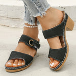 Hook Loop Thick High Heel Sandals Women Hollow Out Summer Beach Sandles Woman Plus Size Anti-Slip Platform Sandalias De Mujer