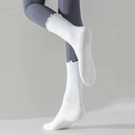 Women's Mid-Tube Cotton Yoga Sports Socks Summer Non-Slip Solid Color Breathable Anti-Fungus Fitness Edge Pure Cotton Socks