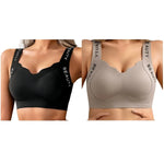 2Pcs/Set Bras Non-wire Push Up V-neck Bra Women Seamless Underwear Padded No Rims Support Brasiere Sexy Lingerie M-3XL