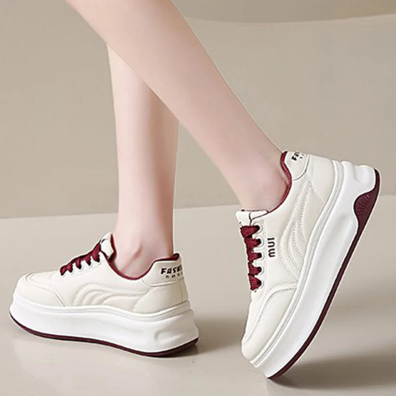 Letter Embroidery Sports Shoes Women Spring Autumn Mix Color Lace Up Sneakers Woman Soft Sole Platform Vulcanize Shoes Mujer