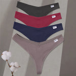 4Pcs/set Cotton Thongs Women Low-Rise Bikini Underwear M-XL Comfortable G-string Female Fruit Embroidery T-Back Panties Lingerie