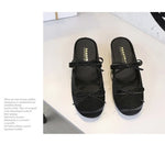 BIGTREE Satin Bow With One Strap With Shallow Mouth Half-Tugging Women's Hollow Inner Heightened Round-Head Sandals Comfortable