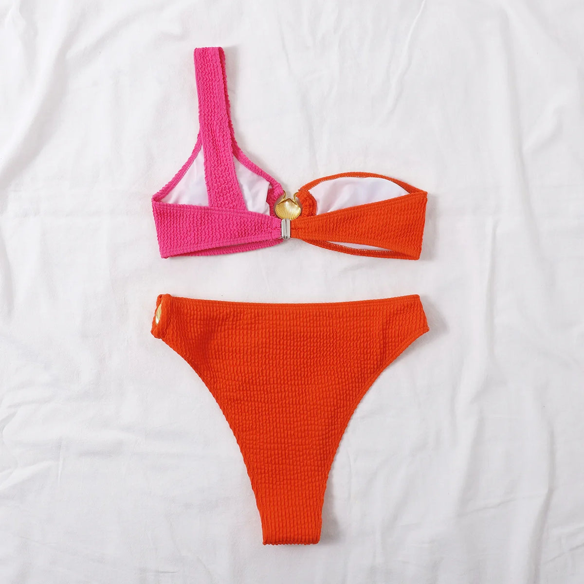 Sexy Seashell High Waisted Bikini 2026 Women Swimsuit Two Pieces Swimwear Female Bikinis Set Neon Green Bathing Suits Biquini