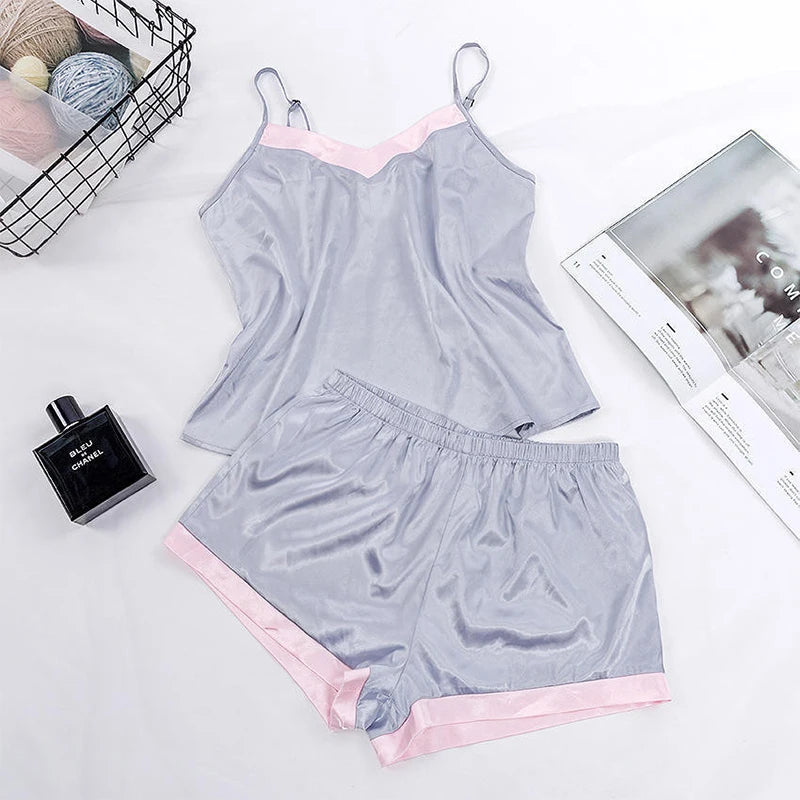 2026 Lace Pijama Dot Print Women's Pajama Sets V-Neck Stretch Satin Sexy Lingerie Sleepwear Pajamas Home Wear Nightwear Clothing