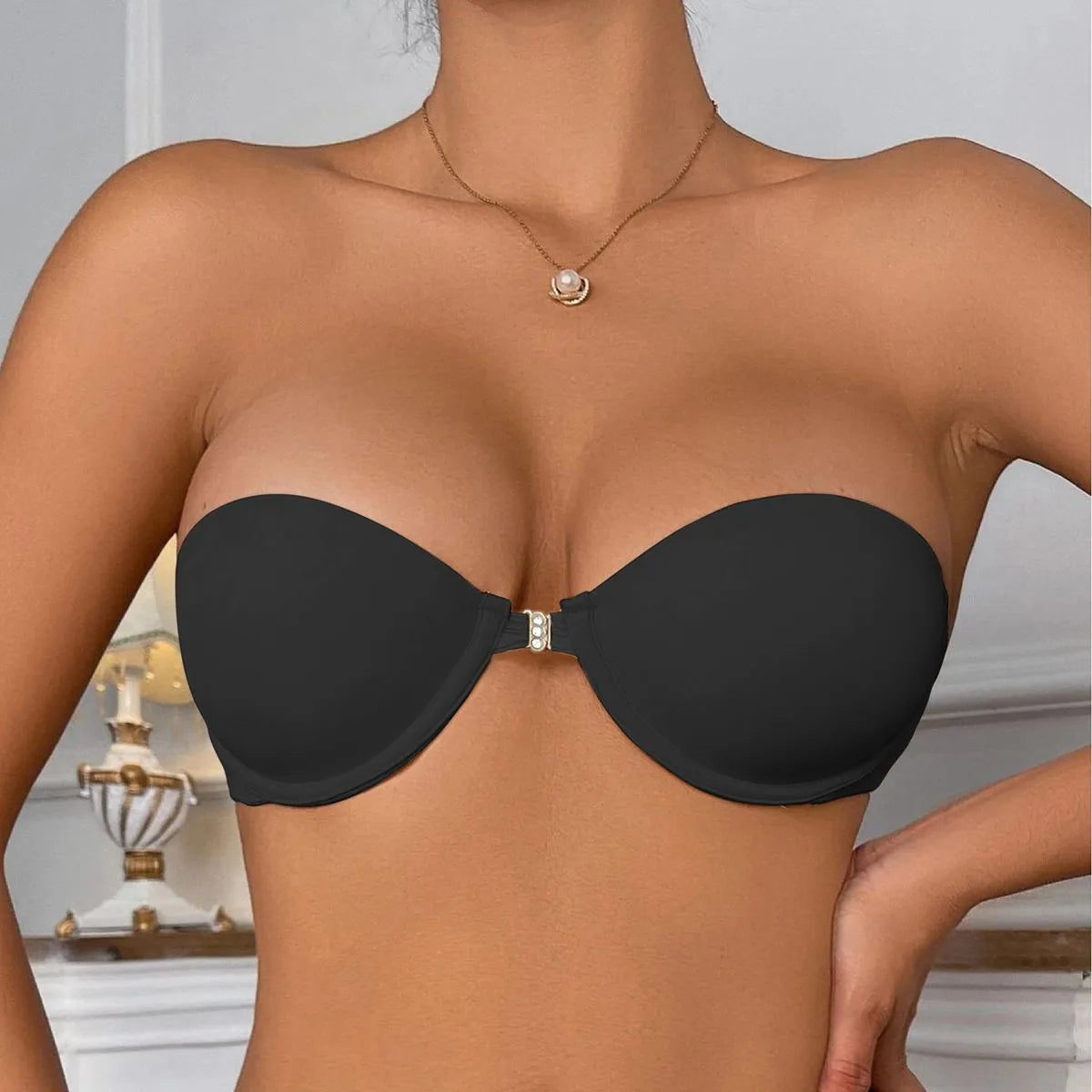 Beauwear Strapless Invisble Bras for Woman Solid Color Transparent Party Bra Push Up Underwear 70B 75B 75C 80B 80C 85B-3056