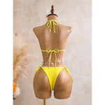 With Skirt 3D Flower Halter Bikini Women Swimwear Female Swimsuit Three-Pieces Bikini Set Padded Bather Bathing Suit SwimV8346
