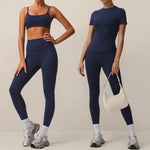 Women's 2 Piece Yoga Suit Fitness Gym Sports Set Hip Lifting High Waist Tracksuit Quick Drying Breathable Running Set
