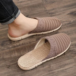 Women Indoor Linen Slippers 2025 Spring Summer Shoes Anti-slip Light Weight Breathable Lace Couples Home Floor Slides